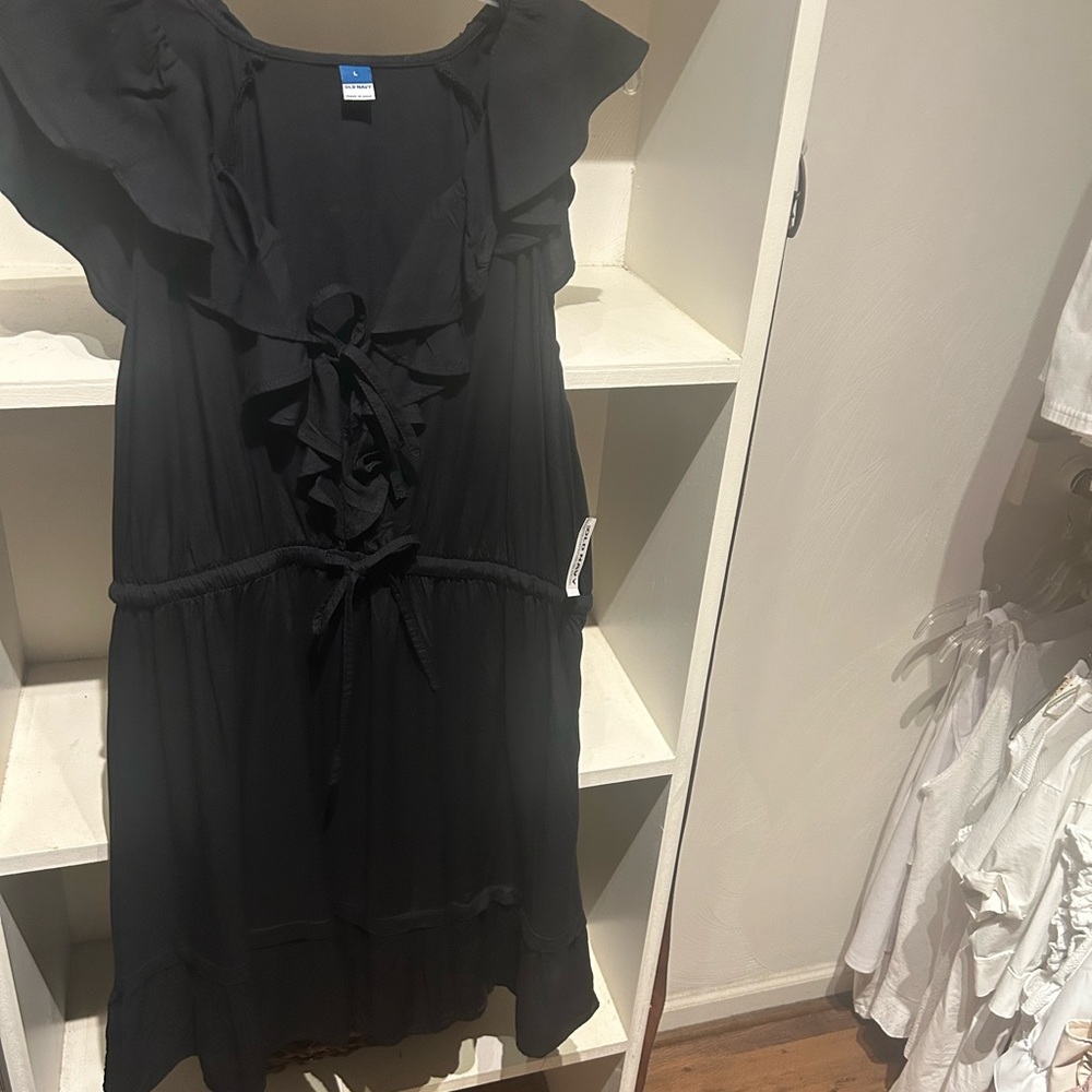 Old Navy black ruffle dress size large new with tags - Picture 3 of 16